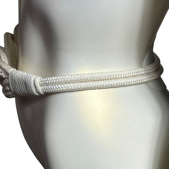 Nautical White Braided Rope Belt with Silver Hook Clasp - Casual Summer Style - Picture 4 of 9